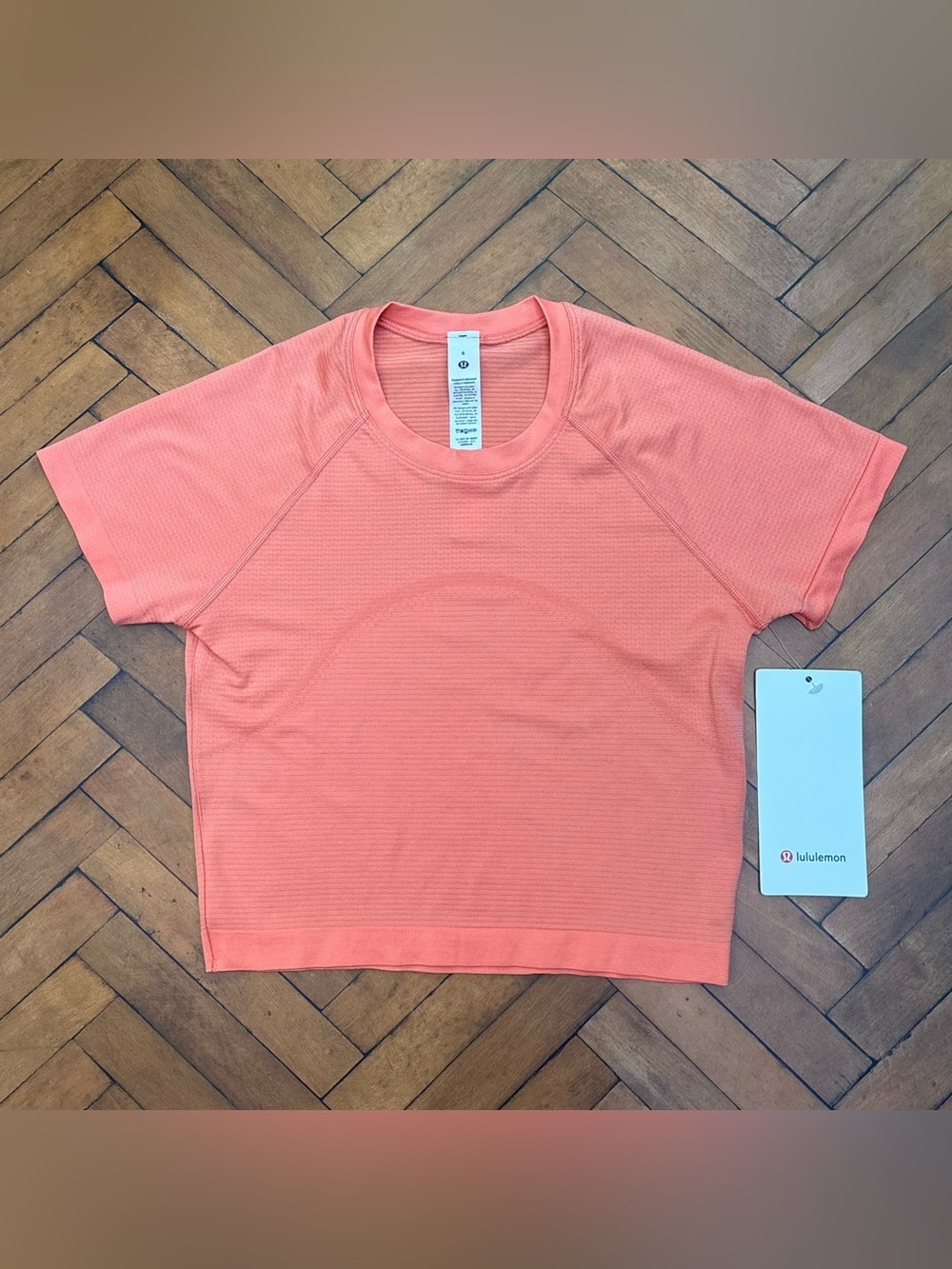 NWT Lululemon Swiftly Tech Cropped Short Sleeve Shirt In Coral Kiss Size 4